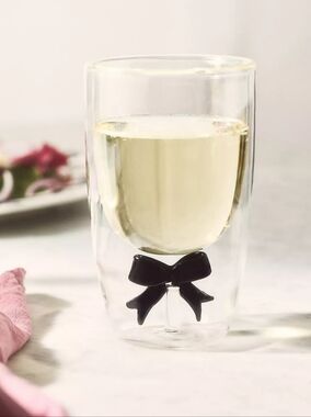 Anthropologie The Icon Double-Walled Glass Tumbler Black Ribbon